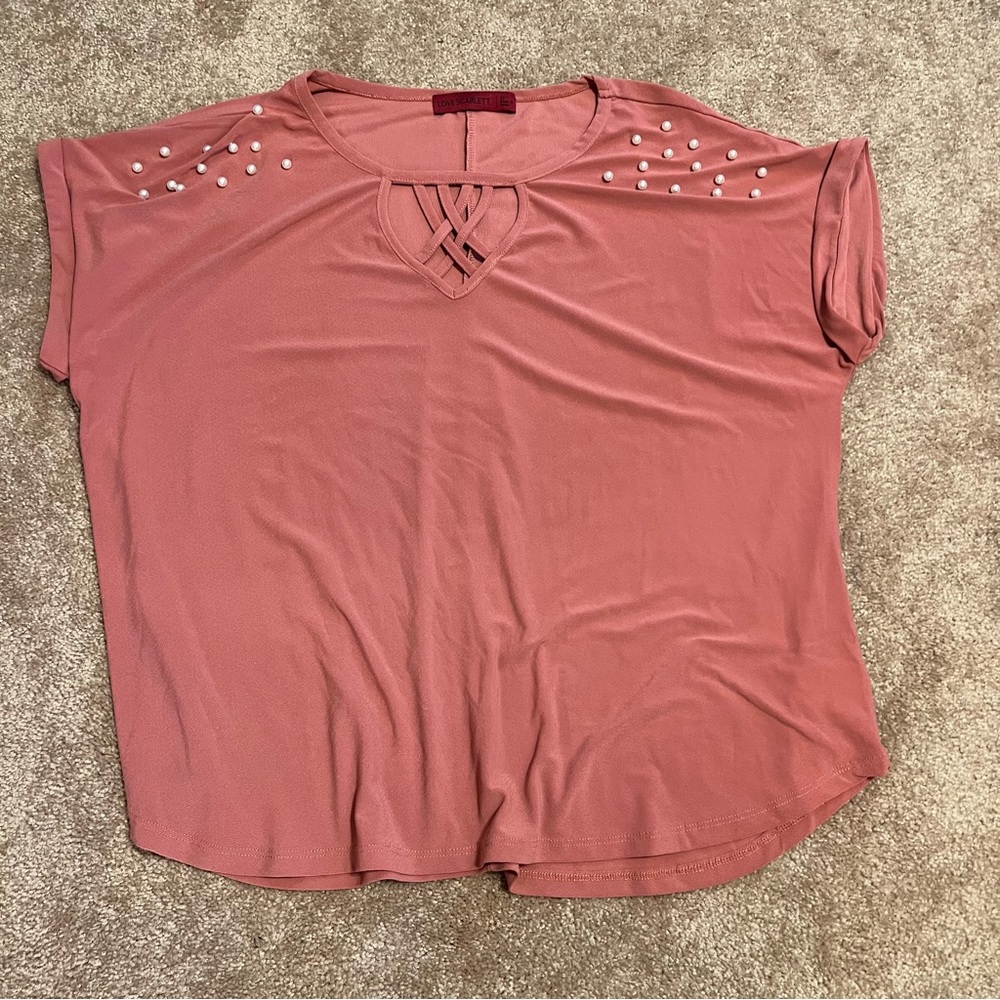 Pink Pearl Short Sleeve Blouse
